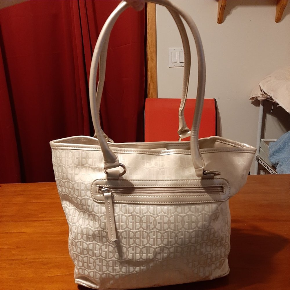 Gianni Bernini Jacquard Cream Colored Handbag